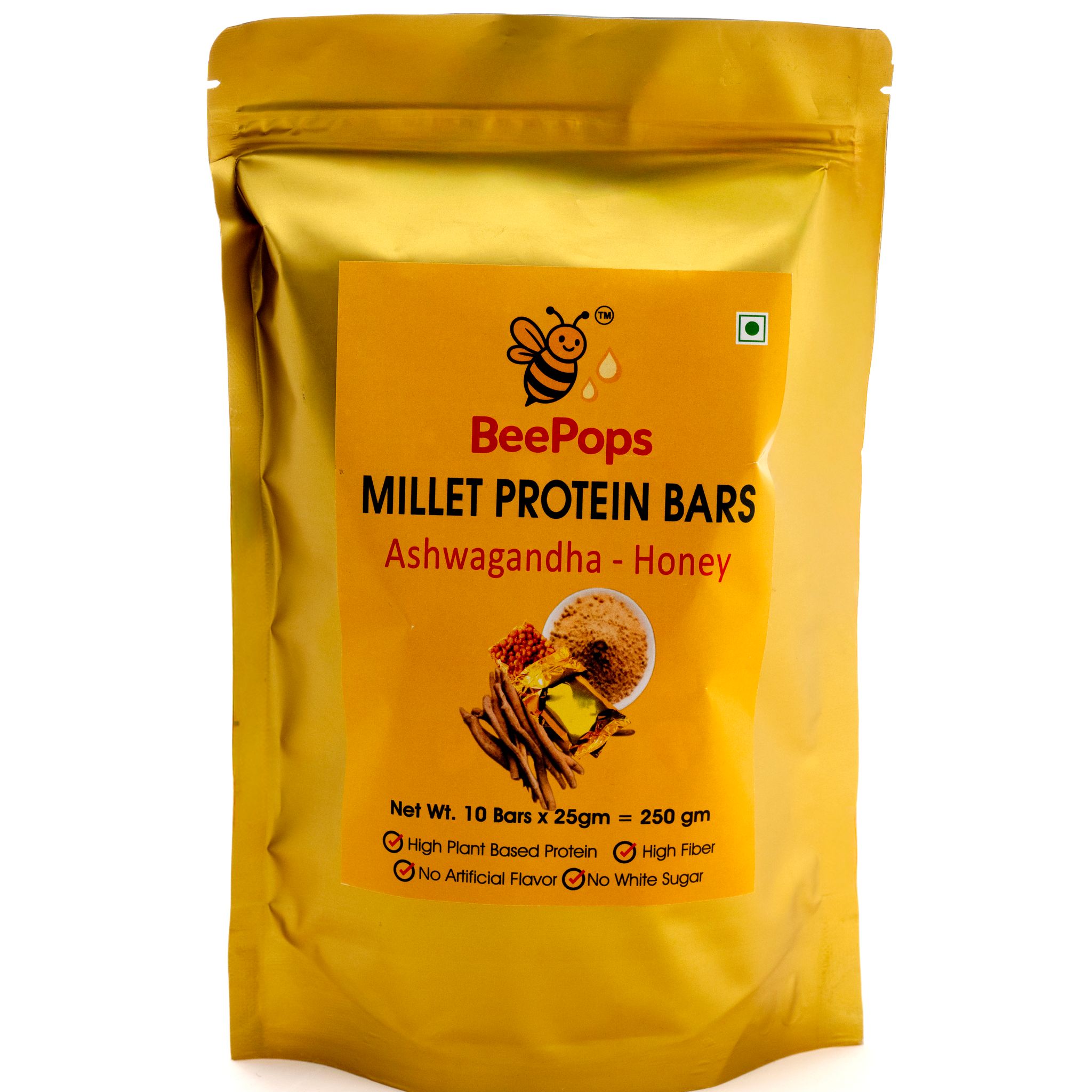 BeePops Protein  Bars Ashwagandha- Honey (10NX25G)