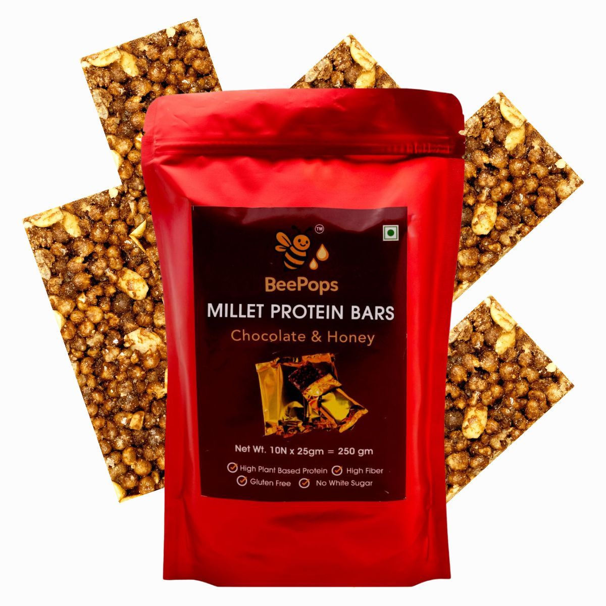 BeePops Protein Bars-Chocolate & Honey (10NX25G)