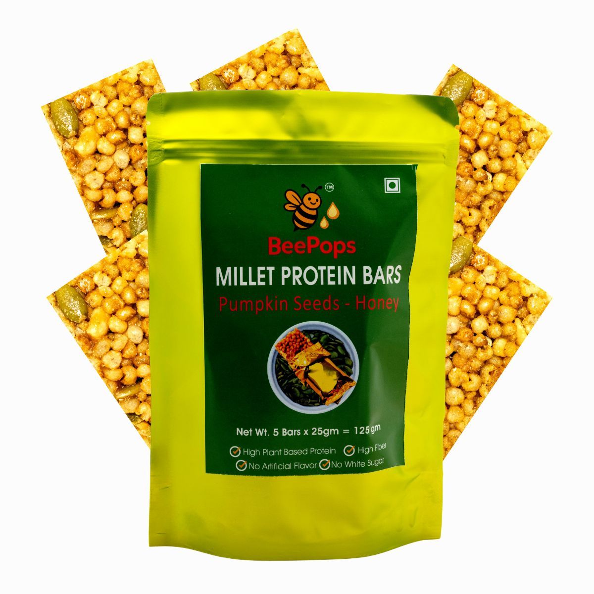 BeePops Protein Bars- Pumpkin Seeds-Honey (5NX25G)