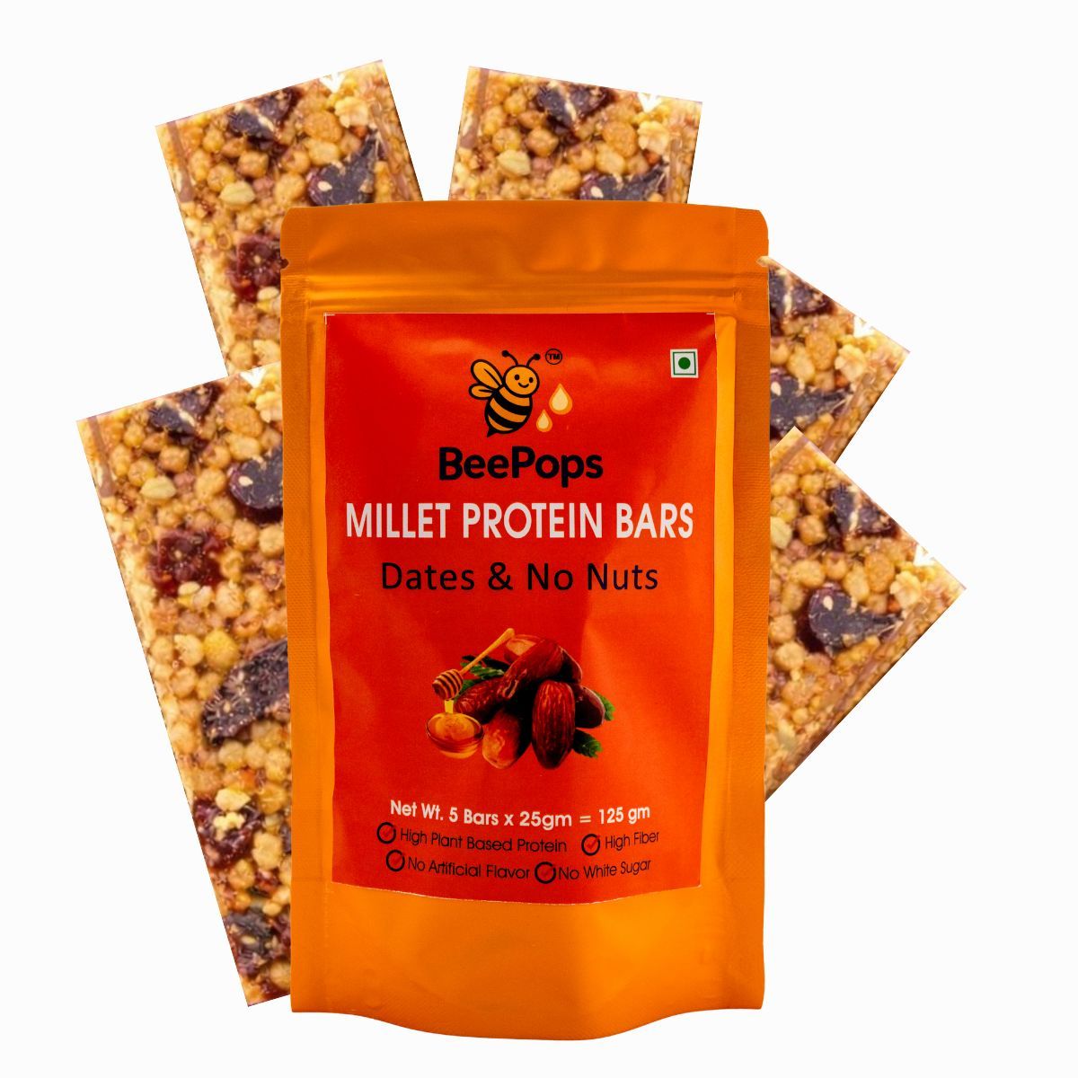 BeePops Protein Bars-Dates & No Nuts (5NX25G)