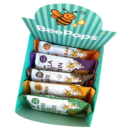 BeePops Assorted Millet Protein Bars – 6 Bar Family Pack (5 Variants|30g Per Bar) BeePops Assorted Millet Protein Bars – 6 Bar Family Pack (5 Variants|30g Per Bar)
