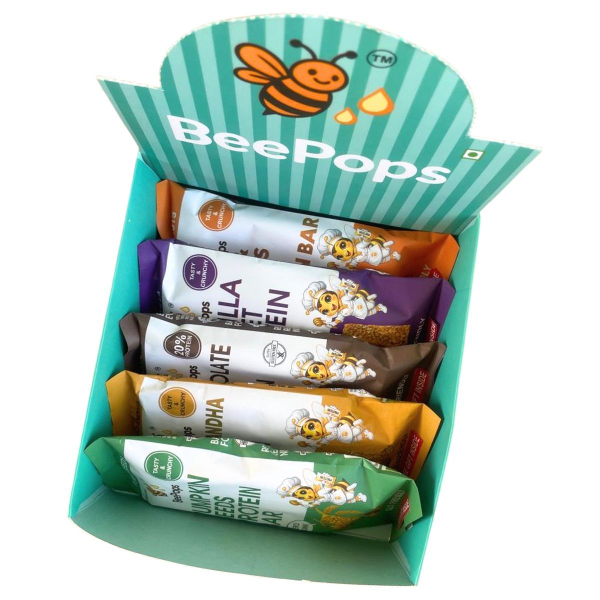 BeePops Assorted Millet Protein Bars – 6 Bar Family Pack (5 Variants|30g Per Bar)