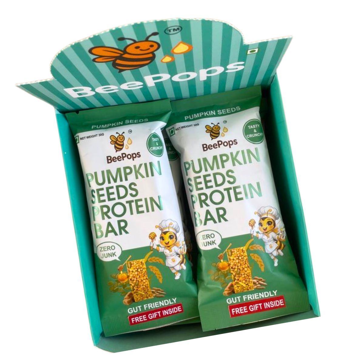BeePops Protein  Bars- Pumpkin Seeds-Honey (6NX30G)