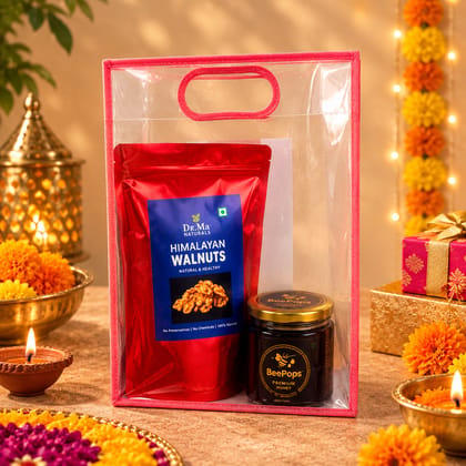 Combo Pack of Himalayan Walnuts (400G) & Himalayan Honey (500G) in a gift bag