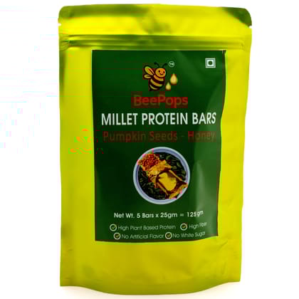 BeePops Protein  Bars- Pumpkin Seeds-Honey  (5NX25G)